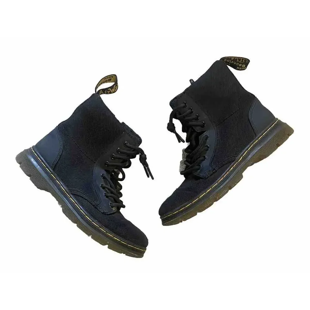 Dr. Martens Boots Kids Size 1 J Combat Canvas Black Youth Shoes Casual Normcore